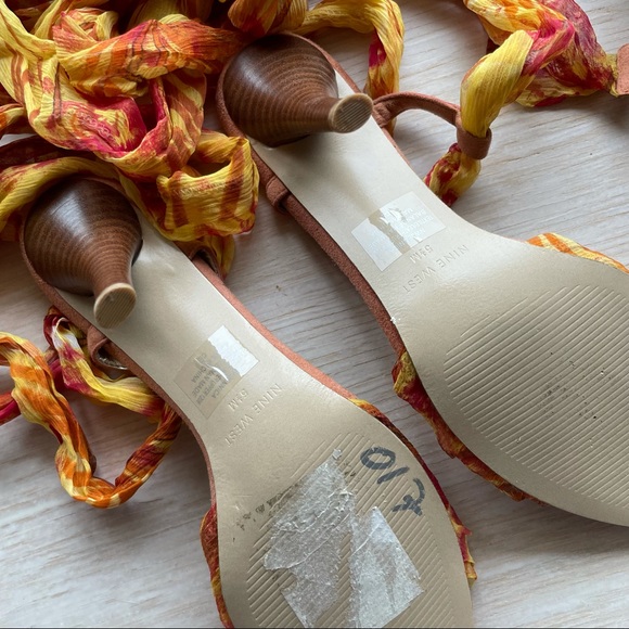 Nine West Jennica orange and yellow lace up heel sandal size 5.5 - Picture 8 of 15